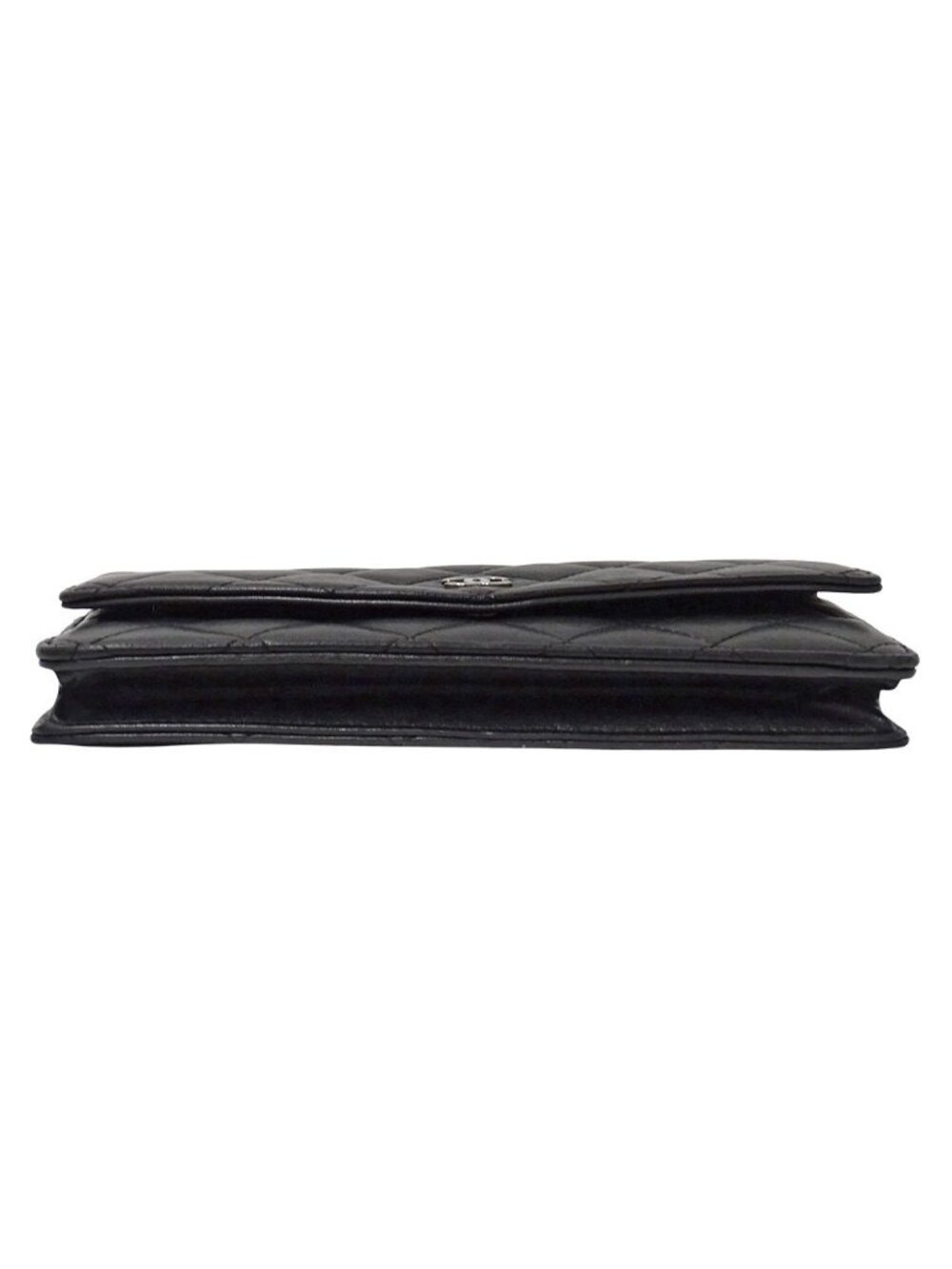 Chanel Quilted Clutch Wallet Lambskin Black Silver - Picture 3 of 15